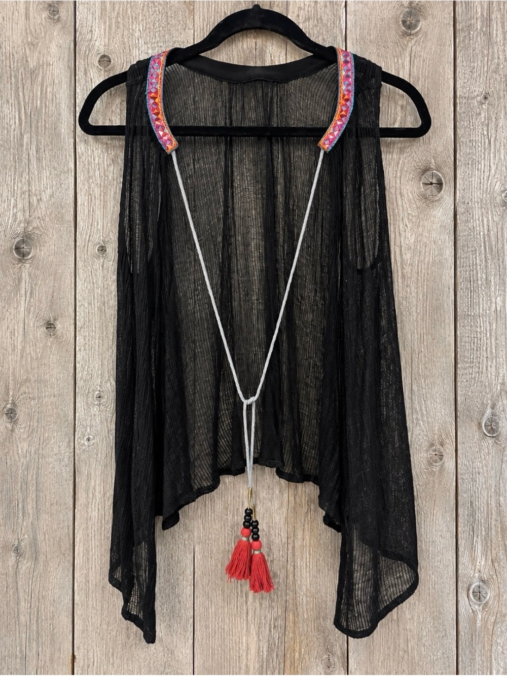 Vintage Black sheer mesh vest